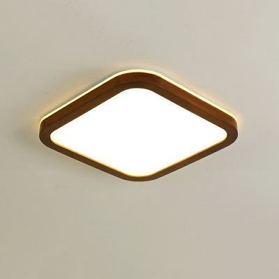Chinese Minimalist LED Ceiling Light Wood Low Profile Ceiling Light