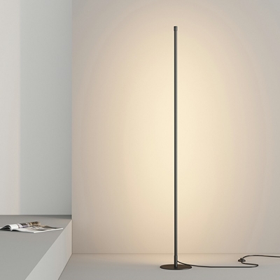 Cylinder Led Lamp Modern Style Metal 1-Light Floor Light in Black