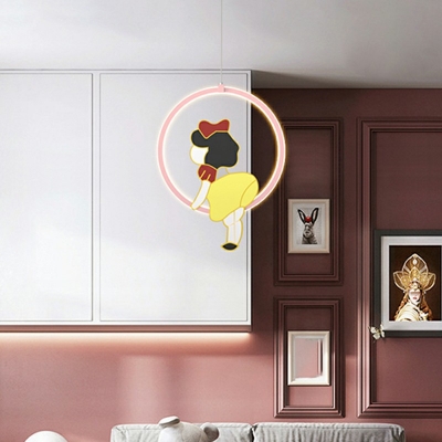 Girl's Bedroom Pendant Lighting with Acrylic Shade LED Hanging Pendant Light