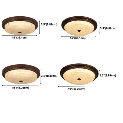 Glass Dome Led Flush Light Traditional Style 1 Light Flushmount in Brown