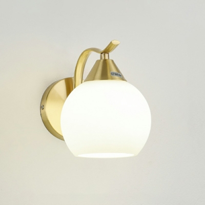 Glass Spherical Wall Light Fixtures Modern Style 1 Light Sconce Lights in White