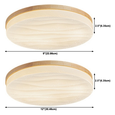 Japanese Style Wooden Ceiling Lamp Simple Round Porch Ceiling Mounted Fixture