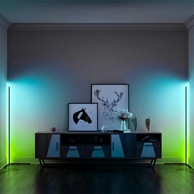 Simple LED Living Room Bedroom Black Vertical Line Floor Lamp Standing Lamps