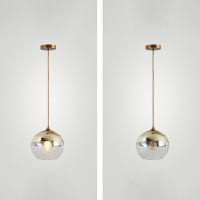 1 Light Globe Hanging Lamp Kit Modern Style Glass Pendant Lighting in Silver