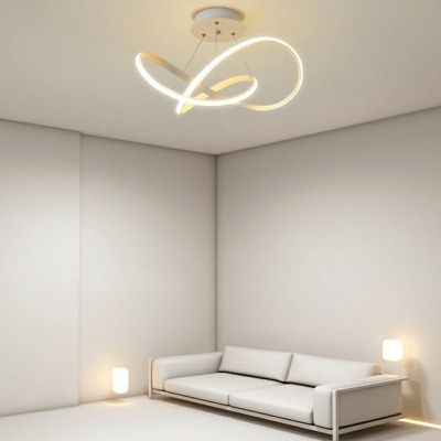 1 Light Modern Semi Flush Light Metal Minimalism Flush Mount for Bedroom