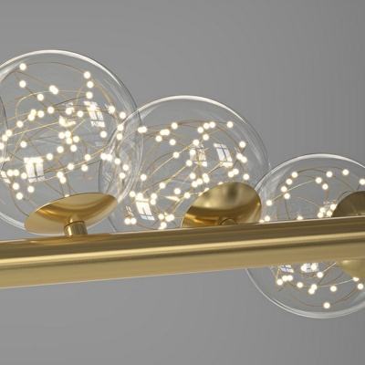 11 Lights Globe Island Chandelier Lights Modern Style Glass Island Lamps in Gold