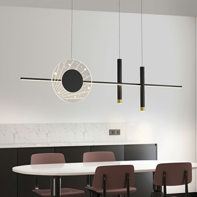 4-Light Hanging Island Lights Contemporary Style Geometric Shape Metal Chandelier Lighting
