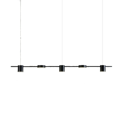 6-Light Hanging Island Lights Contemporary Style Cylinder Shape Metal Chandelier Lighting