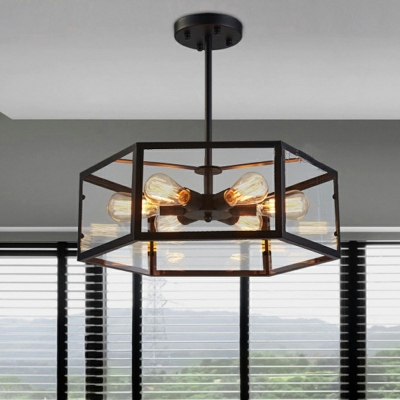 6-Light Pendant Lighting Industrial Style Cage Shape Metal Chandelier Lighting Fixtures