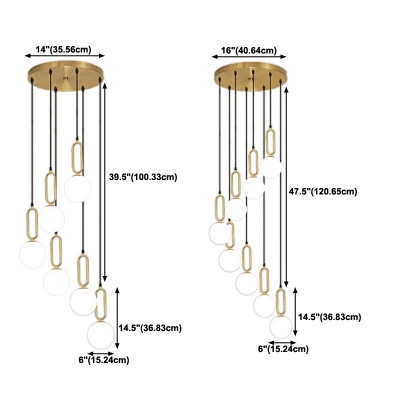 8-Light Pendant Lighting Minimalism Style Globe Shape Metal Hanging Lamps