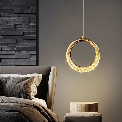 Acrylic Shade Pendant Lighting Fixture LED Hanging Pendant Light in Gold