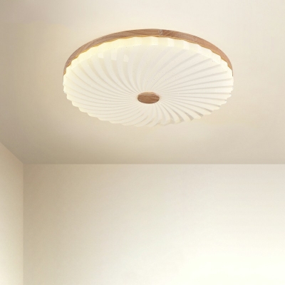 Circular Flush Mount Light Fixture Wooden LED 2