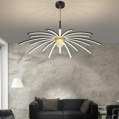 Contemporary Chandelier Lamp Black Sputnik  Chandelier Light for Living Room