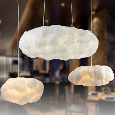 Contemporary Cloud Shape Pendant Light Cotton Hanging Light for Children Room