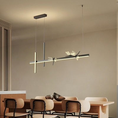Metal Linear Island Chandelier Lights Modern Hanging Chandelier for Dinning Room