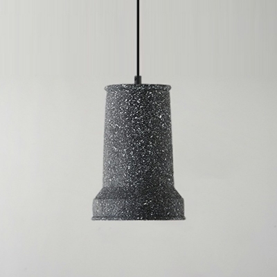 Modern Style Cylinder Hanging Lamp Kit Stone 1-Light Drop Pendant in Grey