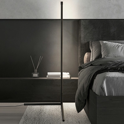 Modern Style Cylinder Nightstand Lamp Metal 1-Light Led Lamp in Black