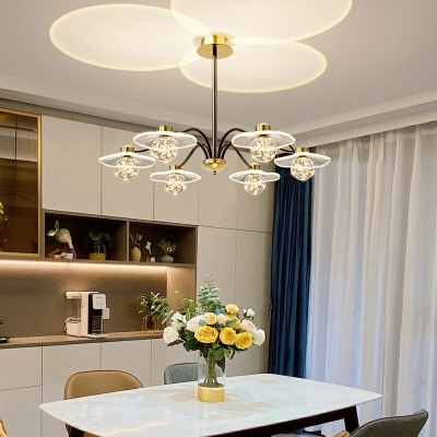 Modern Style Sphere Chandelier Light Glass 8-Lights Chandelier Lighting Fixtures in Gold