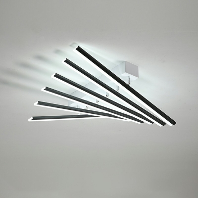 Multi-Layer Flush Mount Lamp Modern Style Metal 6-Lights Flush Mount Lighting in Black
