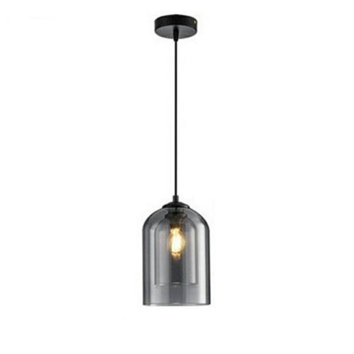 Pendulum Down Lighting Modern Style Glass 1-Light Drop Pendant in Smoke Gray