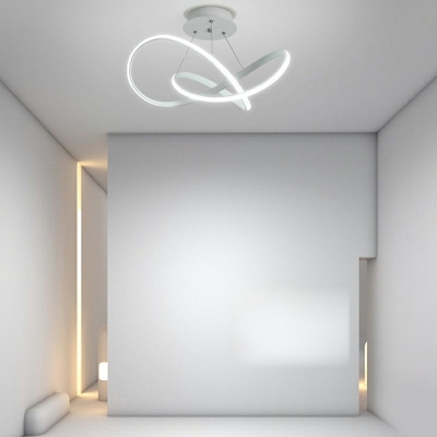 1 Light Modern Semi Flush Light Metal Minimalism Flush Mount for Bedroom