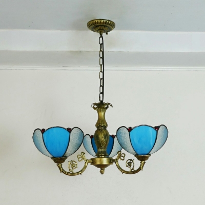 5-Light Hanging Chandelier Tiffany Style Geometric Shape Metal Pendant Light Kit