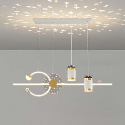 5-Light Hanging Island Lights Contemporary Style Geometric Shape Metal Pendant Chandelier