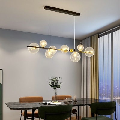 8-Light Island Pendants Contemporary Style Globe Shape Metal Chandelier Lighting