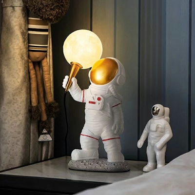 Astronaut Table Light Ultra Modern Style Single Bulb Table Lamp in White
