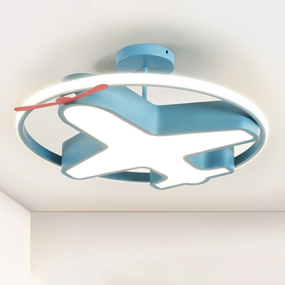 Blue Airplane Shape Flush Mount Light Acrylic LED Ceiling Light for Boys