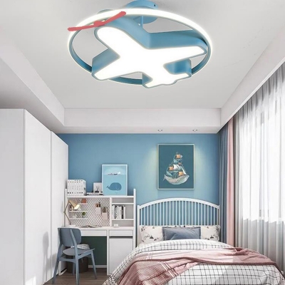 Blue Airplane Shape Flush Mount Light Acrylic LED Ceiling Light for Boys