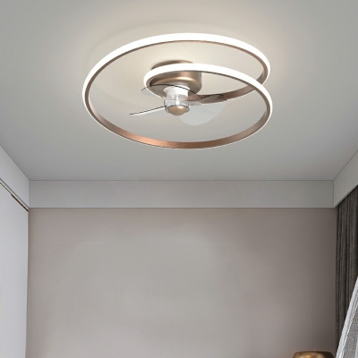 Contemporary Circle Semi Flush Mount Light Metal Ceiling Mounted Fan Light