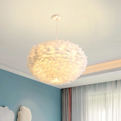 E27 Chandelier Light Feather Chandelier for Living Room Bedroom