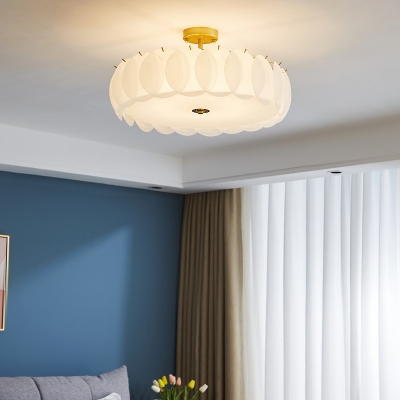 French Light Luxury Ceiling Lamp Modern Glass Ceiling Mounted Fixture for Living Room