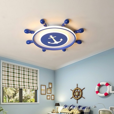 Kids Creative Flush Light Rudder Shaped Flush Mount for Bedroom