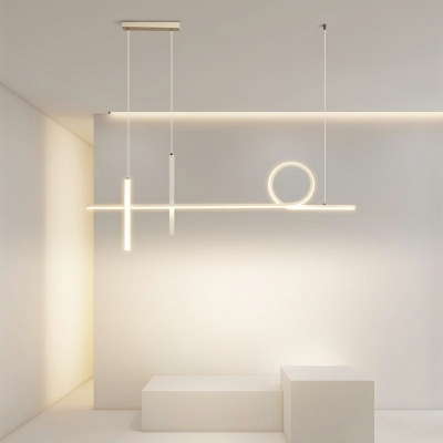Linear Island Lighting Ideas Modern Style Metal 3-Lights Island Light Fixture in White