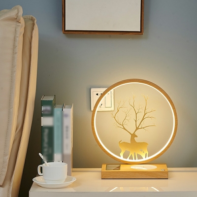 Minimalist Style Line Table Lamp Wrought Iron Circle Desk Lamp for Living Room and Study Room