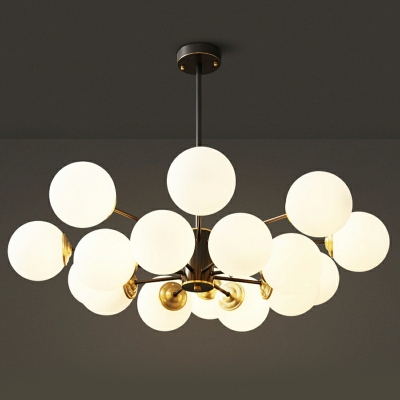 Modern Molecular Chandelier Lighting Milk White Glass Hanging Pendant Light for Living Room