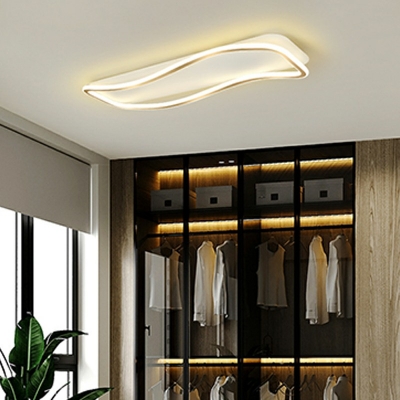 Modern Style Spiral Flush-Mount Light Fixture Metal 1-Light Flush Mount Light in White