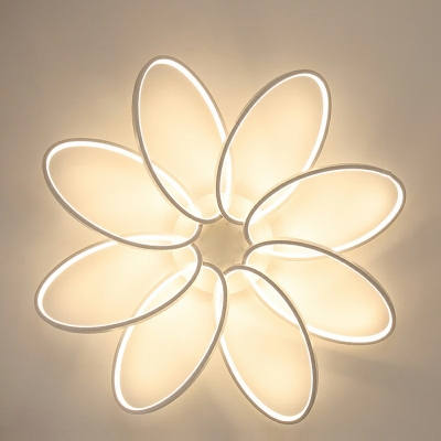 Petal Led Flush Light Industrial Style Acrylic 6-Lights Flush Light Fixtures in White
