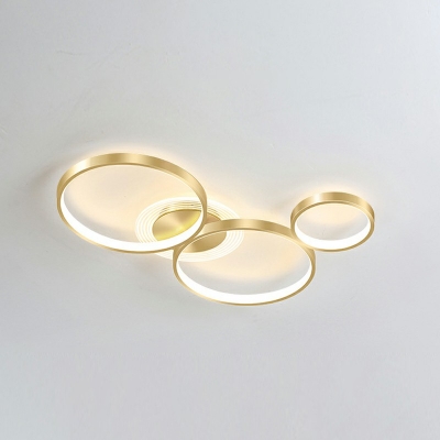 Sphere Flush-Mount Light Fixture Modern Style Metal 3-Lights Flush Mount in Gold