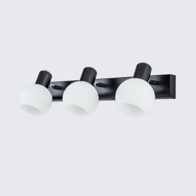 White Glass Ball Vanity Lights Traditional Style 3 Lights Vanity Light Fixture in Black