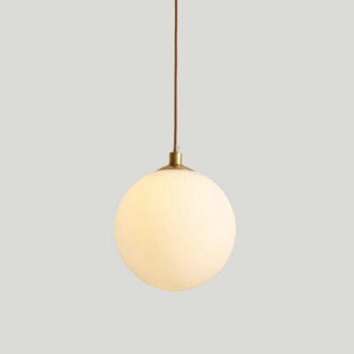 1 Light Contemporary Pendant Lighting White Glass Hanging Lamp