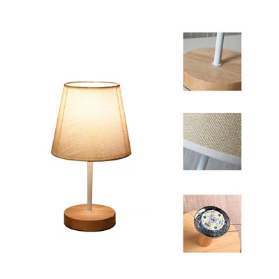 1-Light Table Lamp Contemporary Style Cone Shape Fabric Nightstand Lamp