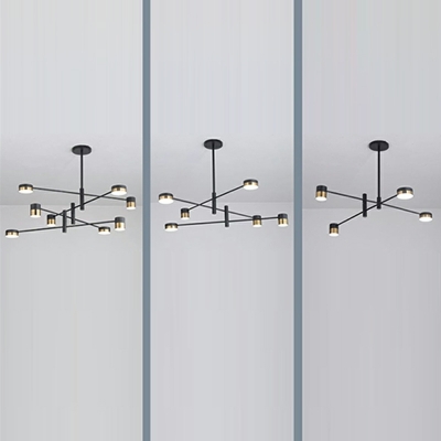 Black Drum Chandelier Lamp Modern Style Metal 8 Lights Chandelier Pendant Light