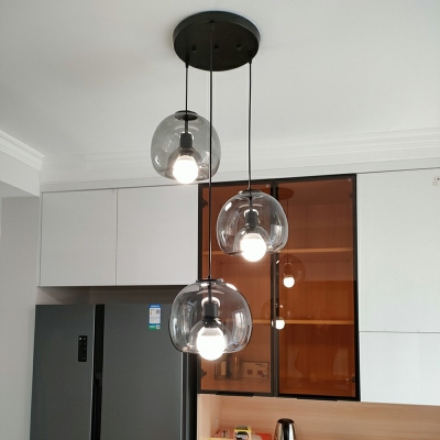 Cognac Fishbowl Multi Light Pendant Modern Style Glass 3 Lights Pendant Light