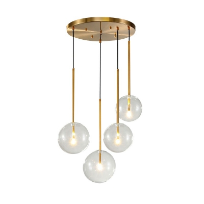 Contemporary Style Pendant Lighting Clear Glass Globe Shade Hanging Lamp