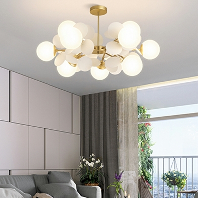 Glass Spherical Ceiling Chandelier Modern Style 12 Lights Chandelier Pendant Light in Grey