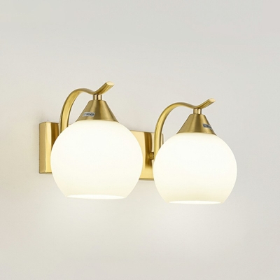 Glass Spherical Wall Light Fixtures Modern Style 1 Light Sconce Lights in White