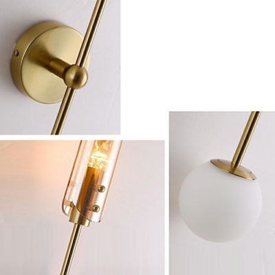 Globe Glass Spherical Sconce Light Post-Contemporary 1 Head Wall Mount Lighting in Brass